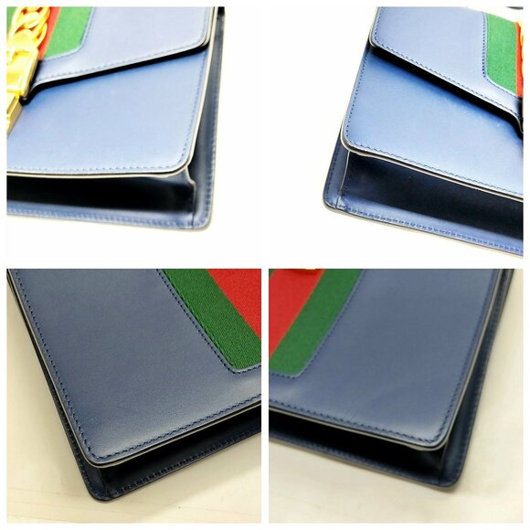 Gucci Sherry Line Navy Blue Leather Shoulder Bag mon-707-091325 - Picture 9 of 16